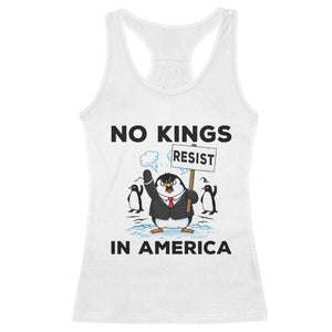 Funny Penguin Protest Racerback Tank Top No Kings In America TS12 White Print Your Wear