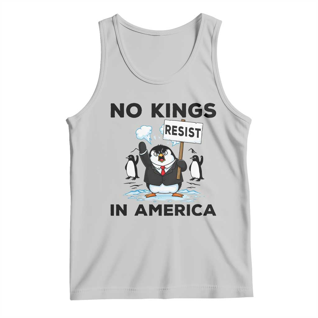 Funny Penguin Protest Tank Top No Kings In America TS12 Ash Print Your Wear