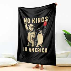 Funny Bear And Penguin Protest Throw Blanket No Kings In America TS12 Print Your Wear
