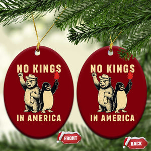 Funny Bear And Penguin Protest Ceramic Ornament No Kings In America TS12 Print Your Wear