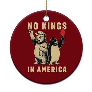 Funny Bear And Penguin Protest Ceramic Ornament No Kings In America TS12 1pc Red Print Your Wear