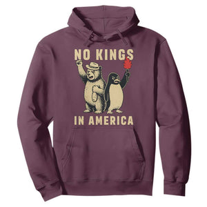 Funny Bear And Penguin Protest Hoodie No Kings In America TS12 Maroon Print Your Wear