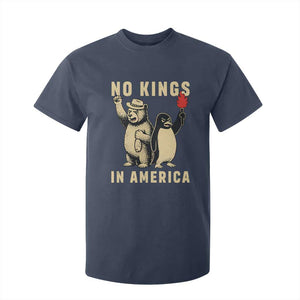 Funny Bear And Penguin Protest T Shirt For Kid No Kings In America TS12 Navy Print Your Wear