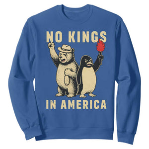 Funny Bear And Penguin Protest Sweatshirt No Kings In America TS12 Royal Blue Print Your Wear
