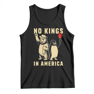 Funny Bear And Penguin Protest Tank Top No Kings In America TS12 Black Print Your Wear