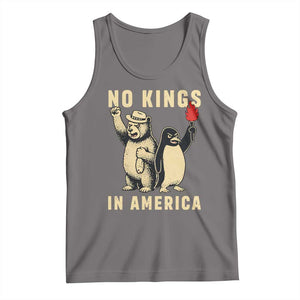 Funny Bear And Penguin Protest Tank Top No Kings In America TS12 Deep Heather Print Your Wear