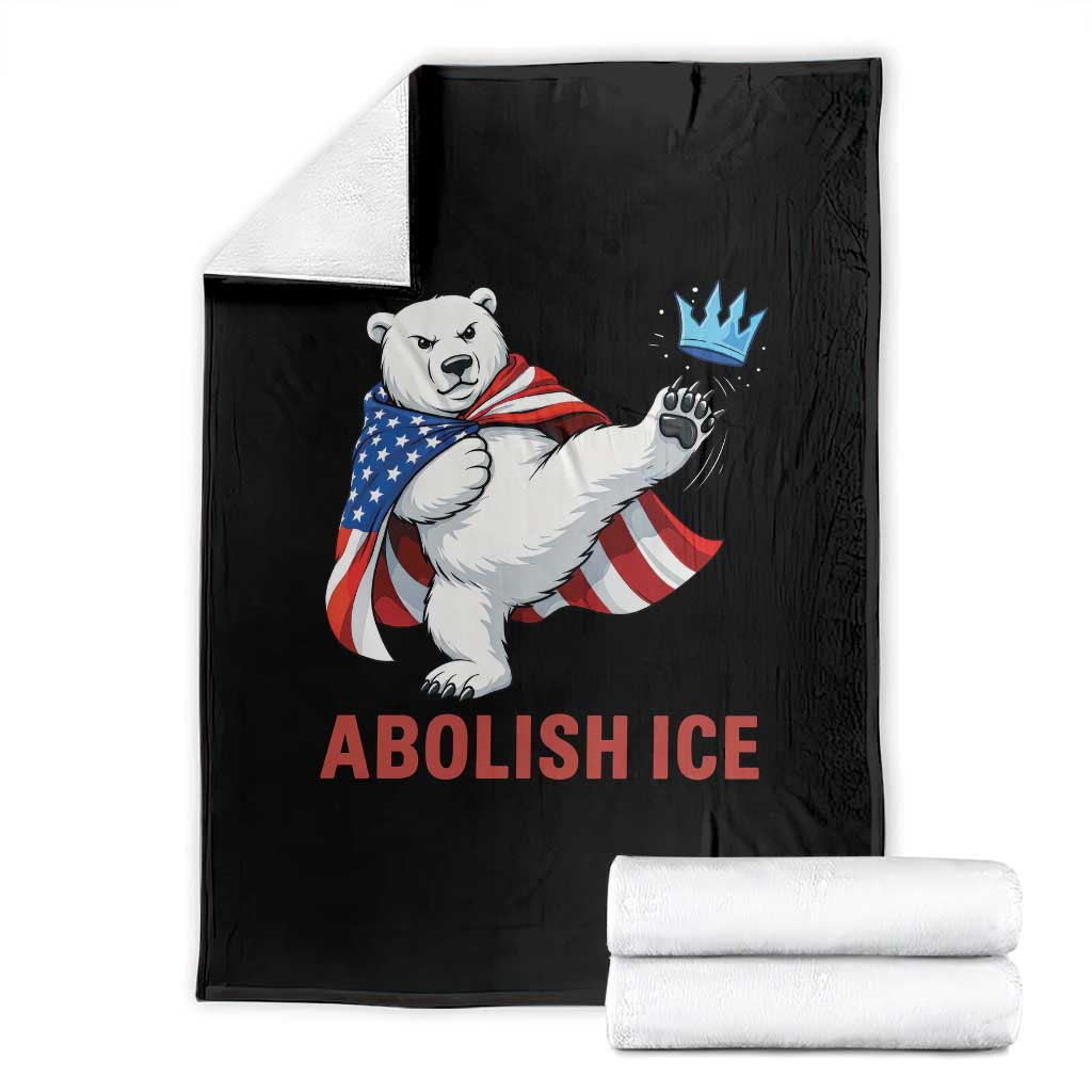Abolish Ice Throw Blanket Funny Polar Bear Kicking Crown TS12 Black Print Your Wear