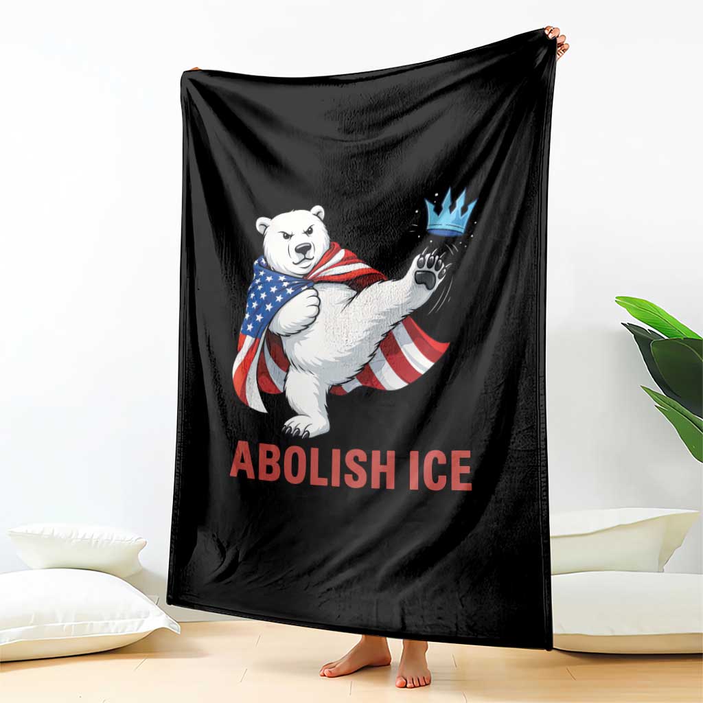 Abolish Ice Throw Blanket Funny Polar Bear Kicking Crown TS12 Print Your Wear
