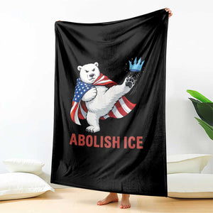 Abolish Ice Throw Blanket Funny Polar Bear Kicking Crown TS12 Print Your Wear