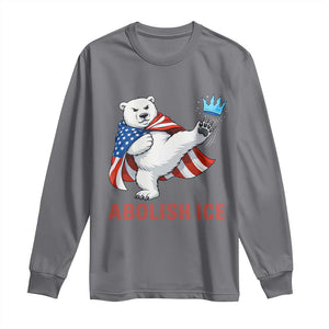 Abolish Ice Long Sleeve Shirt Funny Polar Bear Kicking Crown TS12 Charcoal Print Your Wear