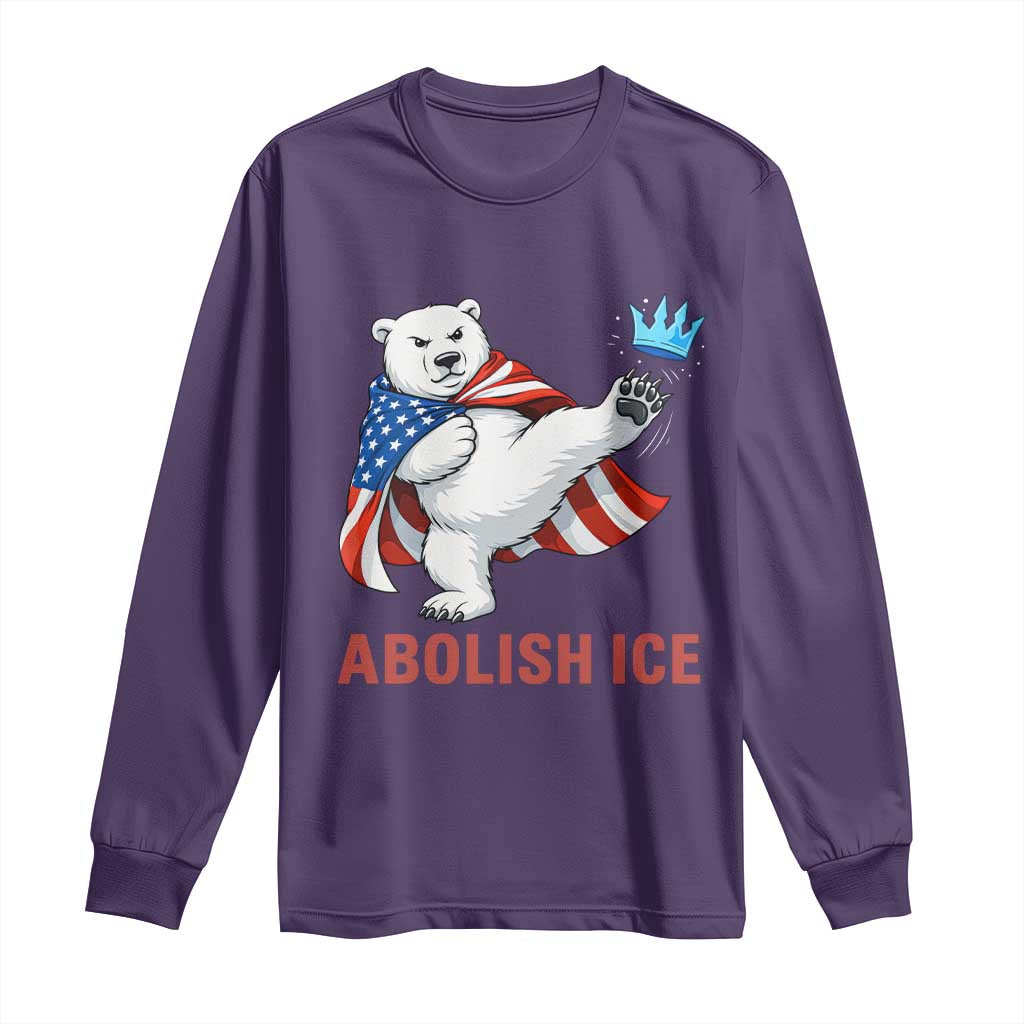 Abolish Ice Long Sleeve Shirt Funny Polar Bear Kicking Crown TS12 Purple Print Your Wear