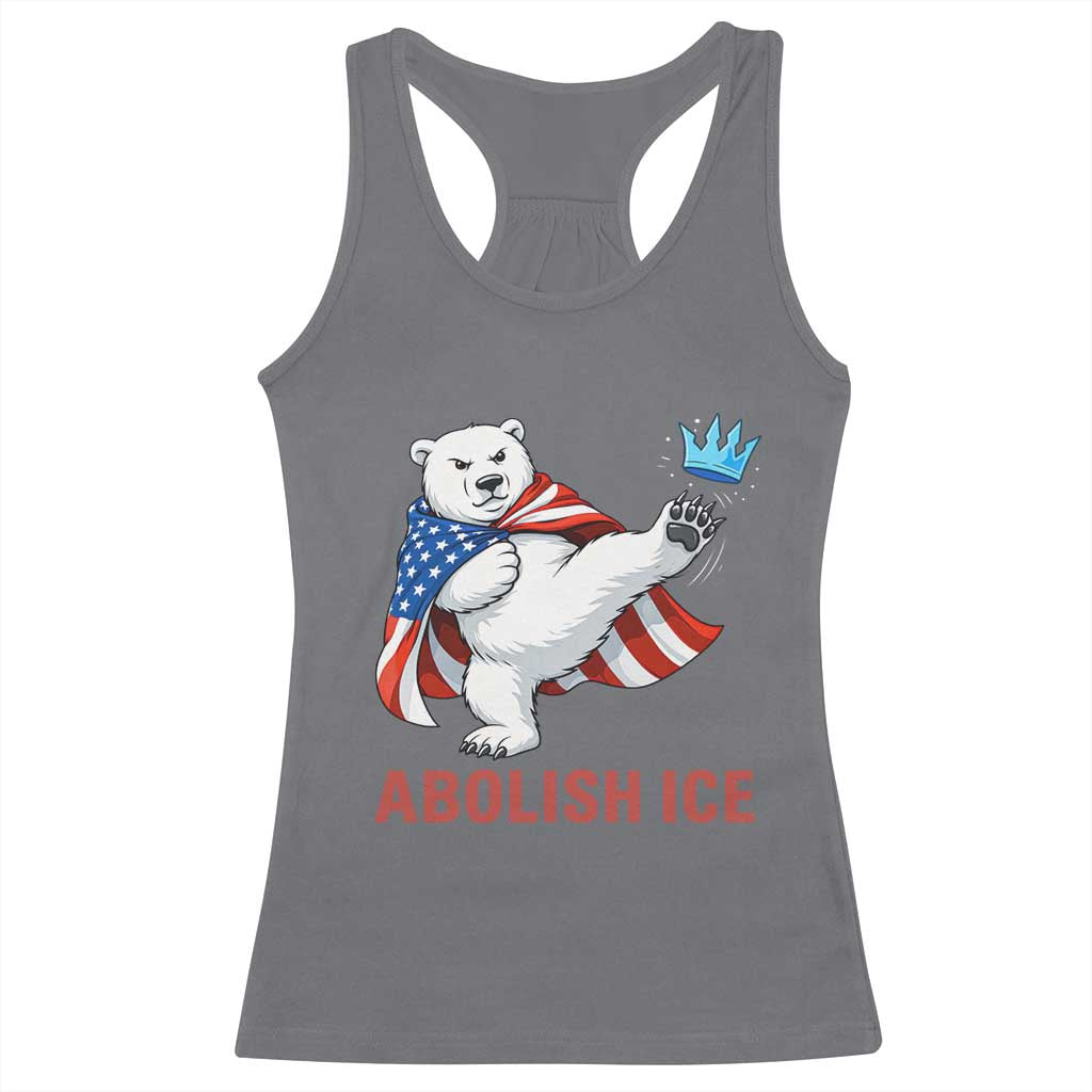Abolish Ice Racerback Tank Top Funny Polar Bear Kicking Crown TS12 Charcoal Print Your Wear