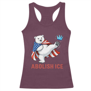 Abolish Ice Racerback Tank Top Funny Polar Bear Kicking Crown TS12 Maroon Print Your Wear