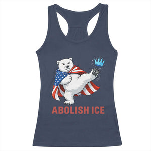 Abolish Ice Racerback Tank Top Funny Polar Bear Kicking Crown TS12 Navy Print Your Wear