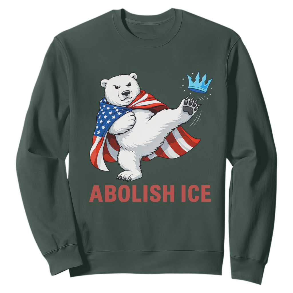 Abolish Ice Sweatshirt Funny Polar Bear Kicking Crown TS12 Dark Forest Green Print Your Wear