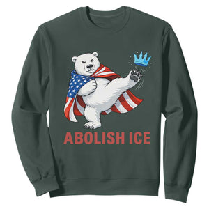 Abolish Ice Sweatshirt Funny Polar Bear Kicking Crown TS12 Dark Forest Green Print Your Wear