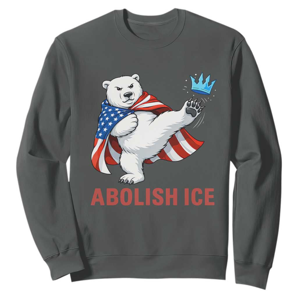 Abolish Ice Sweatshirt Funny Polar Bear Kicking Crown TS12 Dark Heather Print Your Wear