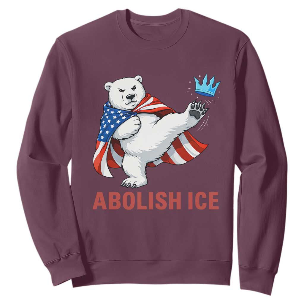 Abolish Ice Sweatshirt Funny Polar Bear Kicking Crown TS12 Maroon Print Your Wear