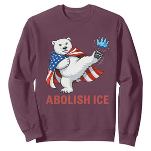 Abolish Ice Sweatshirt Funny Polar Bear Kicking Crown TS12 Maroon Print Your Wear