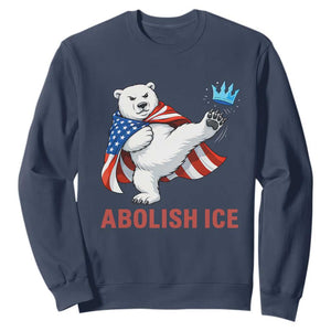 Abolish Ice Sweatshirt Funny Polar Bear Kicking Crown TS12 Navy Print Your Wear