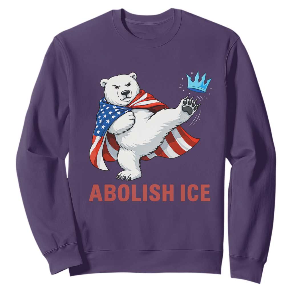 Abolish Ice Sweatshirt Funny Polar Bear Kicking Crown TS12 Purple Print Your Wear