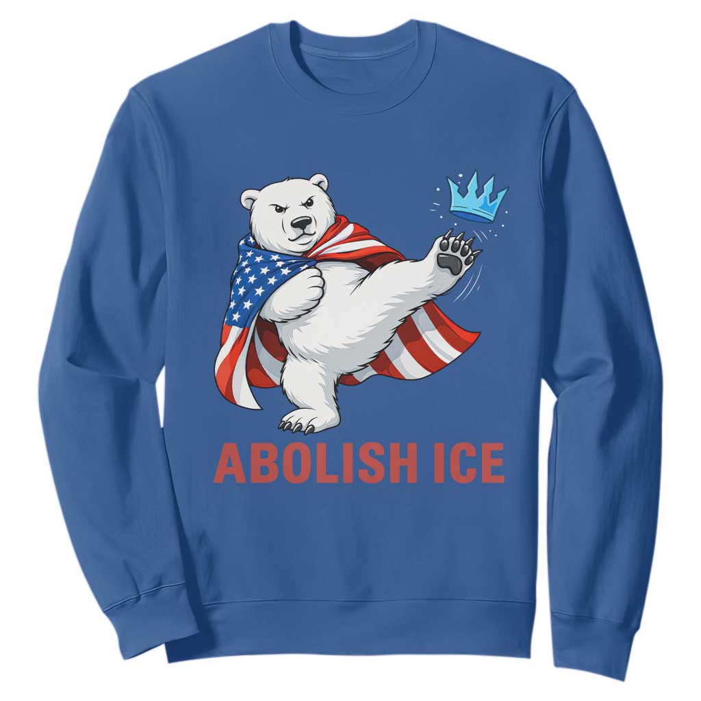 Abolish Ice Sweatshirt Funny Polar Bear Kicking Crown TS12 Royal Blue Print Your Wear