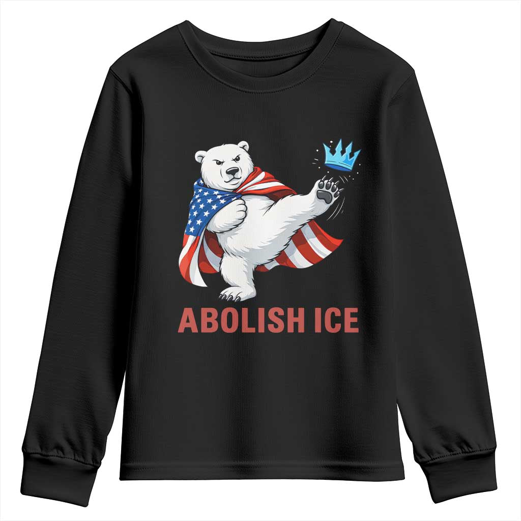 Abolish Ice Youth Sweatshirt Funny Polar Bear Kicking Crown TS12 Black Print Your Wear