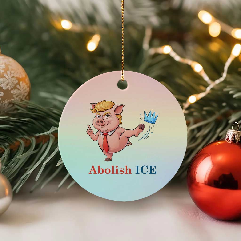 Protest Pig Kicking Icy Crown Ceramic Ornament Political Humor Gift TS12 1pc Pastel Print Your Wear