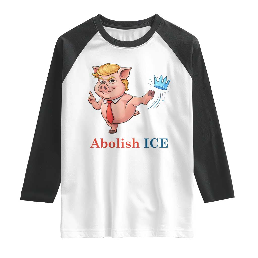 Protest Pig Kicking Icy Crown Raglan Shirt Political Humor Gift TS12 White Black Print Your Wear