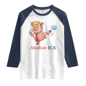 Protest Pig Kicking Icy Crown Raglan Shirt Political Humor Gift TS12 White Navy Print Your Wear