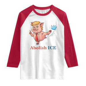 Protest Pig Kicking Icy Crown Raglan Shirt Political Humor Gift TS12 White Red Print Your Wear