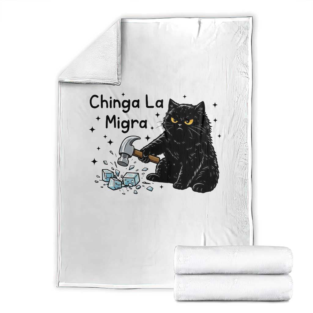 Chinga La Migra Throw Blanket Funny Cat Immigration Support TS12 White Print Your Wear