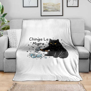 Chinga La Migra Throw Blanket Funny Cat Immigration Support TS12 Print Your Wear
