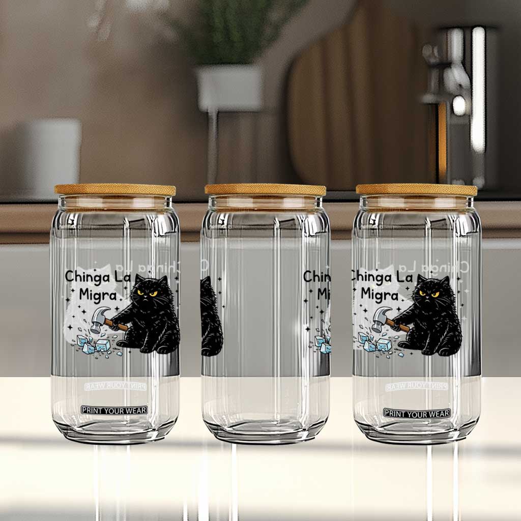 Chinga La Migra Glass Can Funny Cat Immigration Support TS12 Print Your Wear