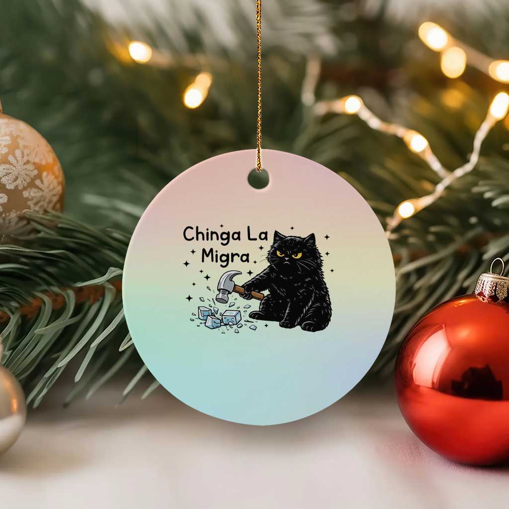 Chinga La Migra Ceramic Ornament Funny Cat Immigration Support TS12 1pc Pastel Print Your Wear
