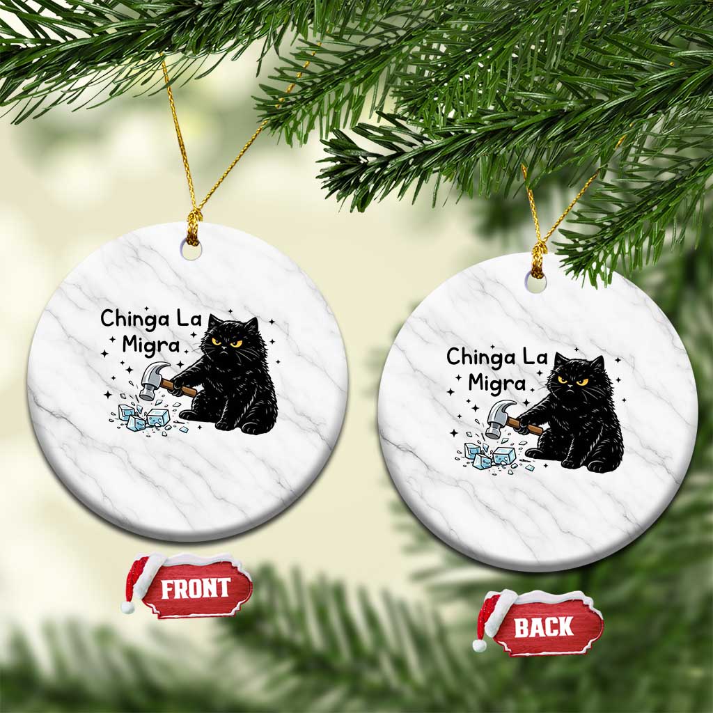 Chinga La Migra Ceramic Ornament Funny Cat Immigration Support TS12 1pc White Marble Print Your Wear