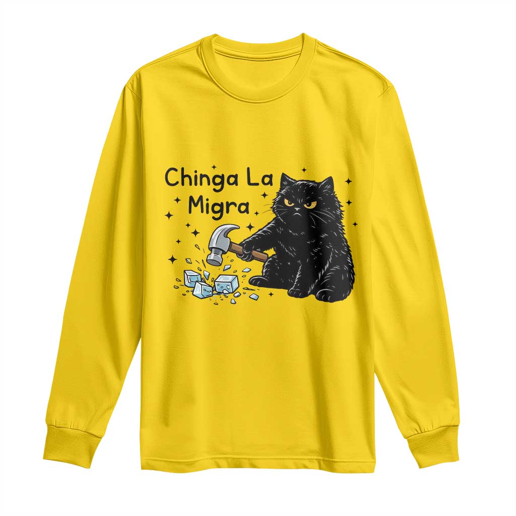 Chinga La Migra Long Sleeve Shirt Funny Cat Immigration Support TS12 Daisy Print Your Wear