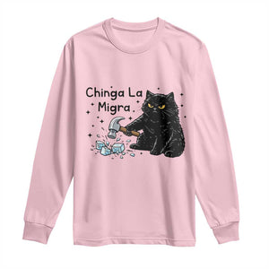 Chinga La Migra Long Sleeve Shirt Funny Cat Immigration Support TS12 Light Pink Print Your Wear