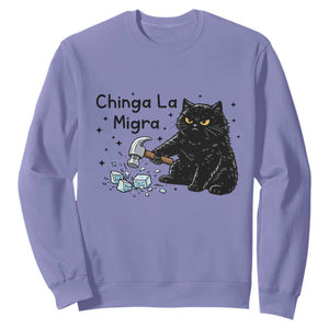Chinga La Migra Sweatshirt Funny Cat Immigration Support TS12 Violet Print Your Wear