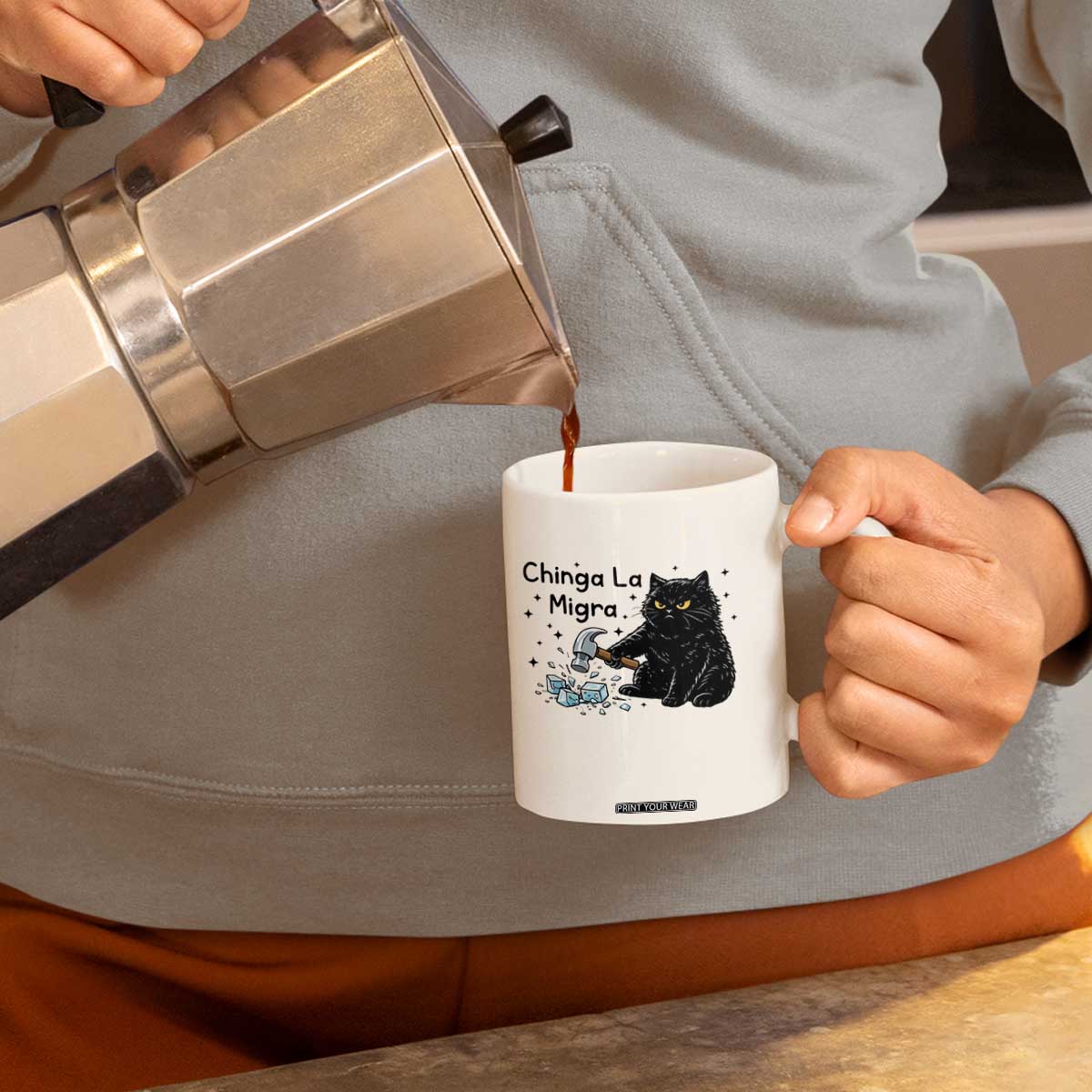 Chinga La Migra Coffee Mug Funny Cat Immigration Support TS12 Print Your Wear