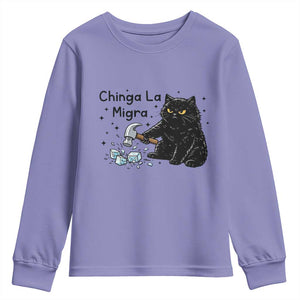 Chinga La Migra Youth Sweatshirt Funny Cat Immigration Support TS12 Violet Print Your Wear