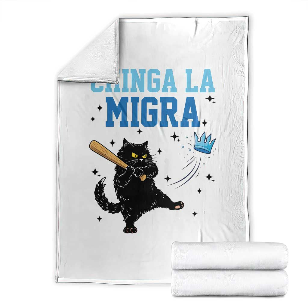 Chinga La Migra Throw Blanket Funny Protest Cat Minneapolis Support Gift TS12 White Print Your Wear