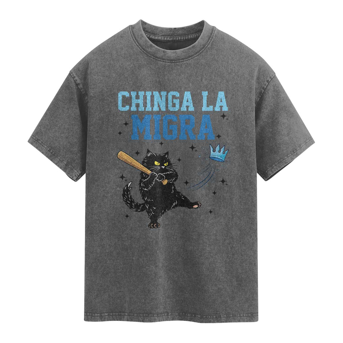 Chinga La Migra Washed Cotton T-Shirt Funny Protest Cat Minneapolis Support Gift