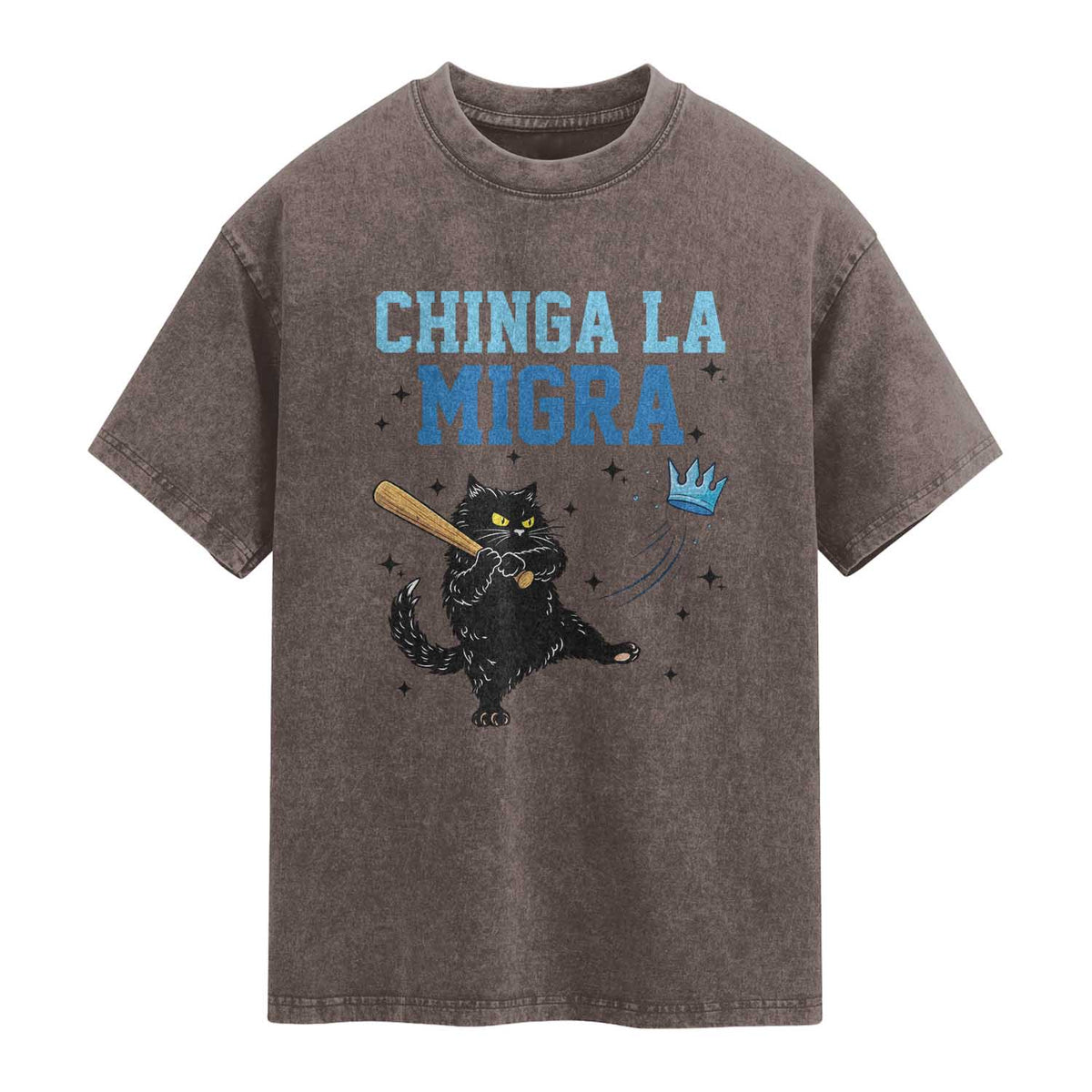 Chinga La Migra Washed Cotton T-Shirt Funny Protest Cat Minneapolis Support Gift
