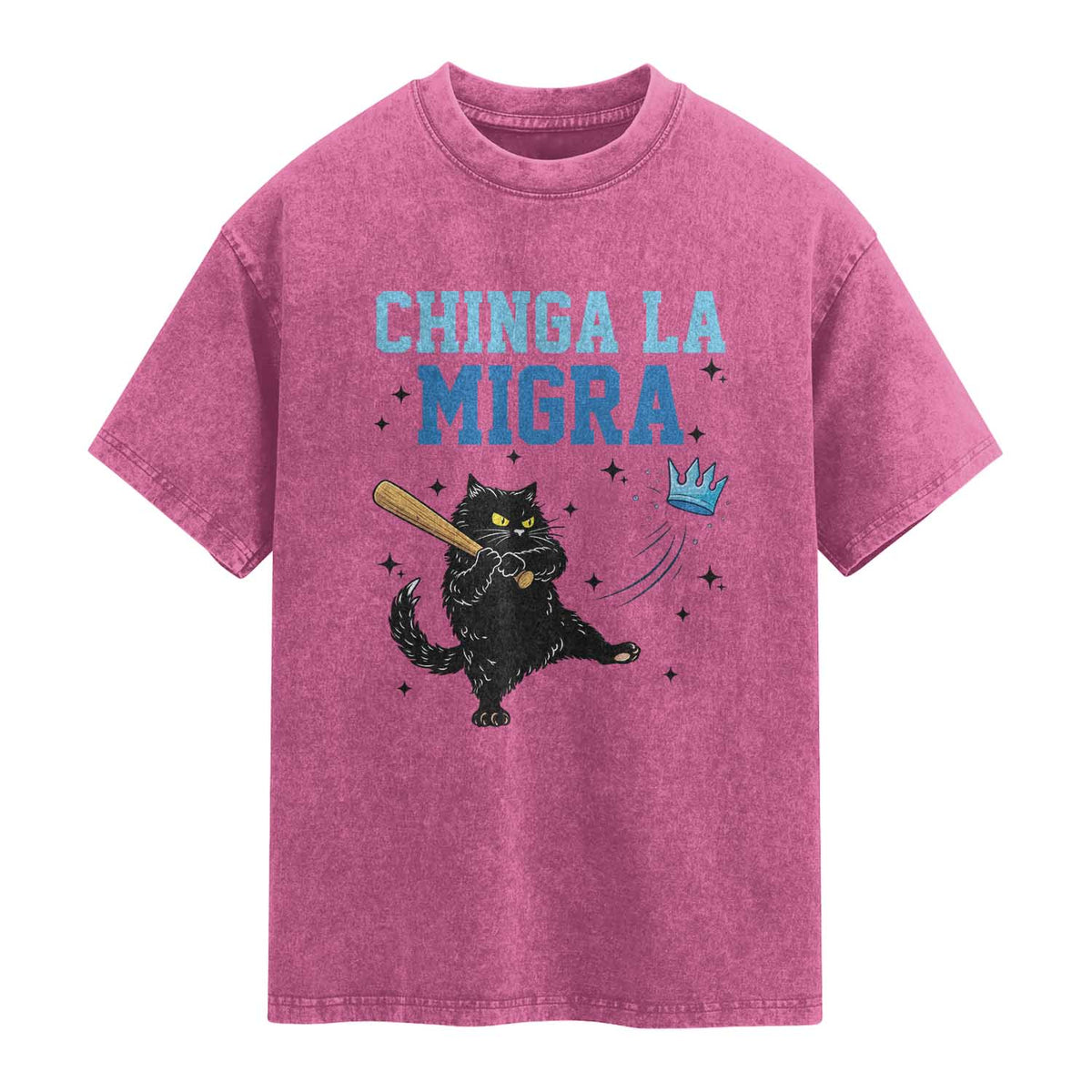 Chinga La Migra Washed Cotton T-Shirt Funny Protest Cat Minneapolis Support Gift