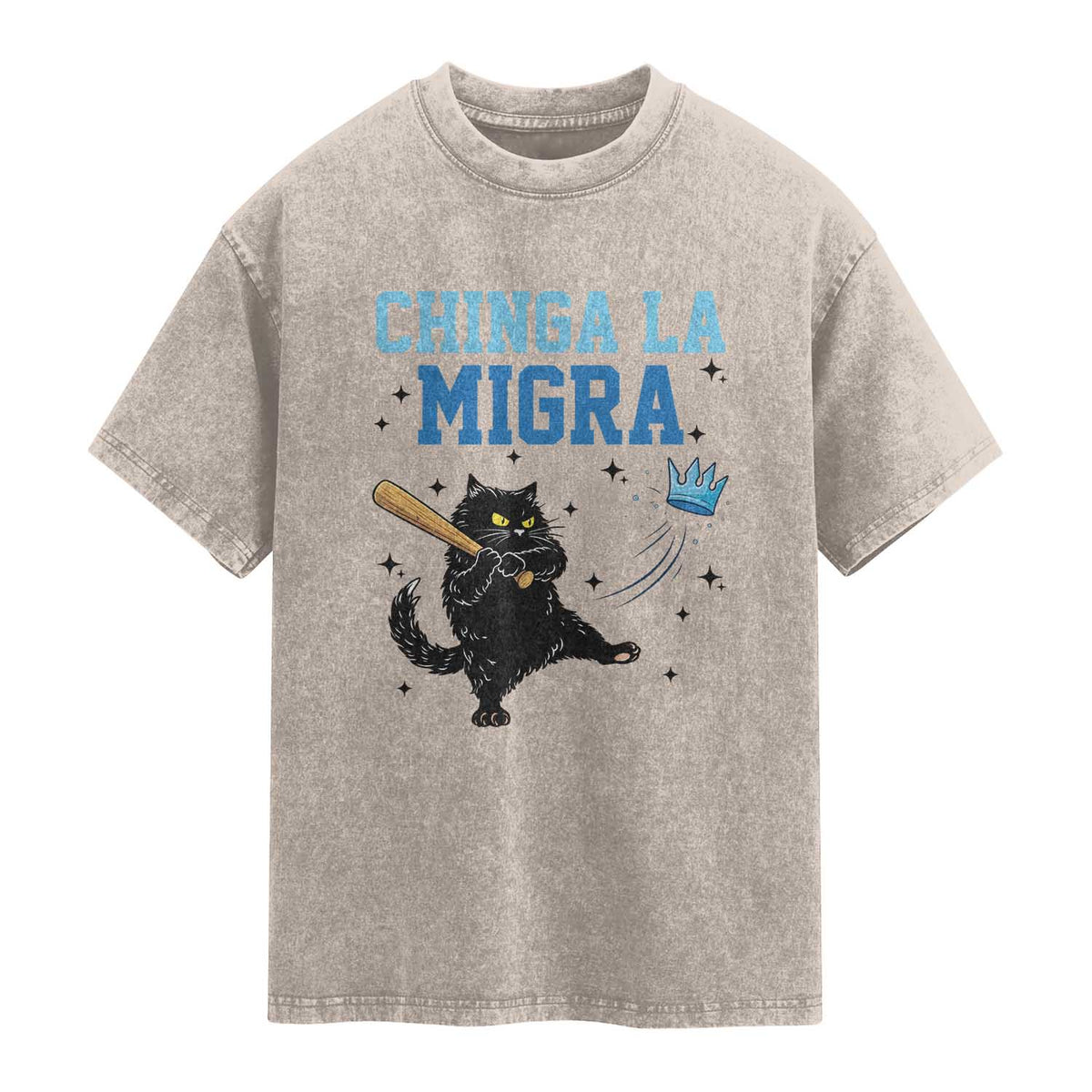 Chinga La Migra Washed Cotton T-Shirt Funny Protest Cat Minneapolis Support Gift