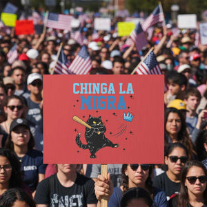 Chinga La Migra Protest Sign Funny Protest Cat Minneapolis Support Gift TS12 Horizontal 18" × 24" Red Print Your Wear