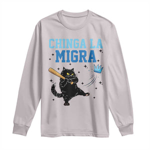 Chinga La Migra Long Sleeve Shirt Funny Protest Cat Minneapolis Support Gift TS12 Ice Gray Print Your Wear