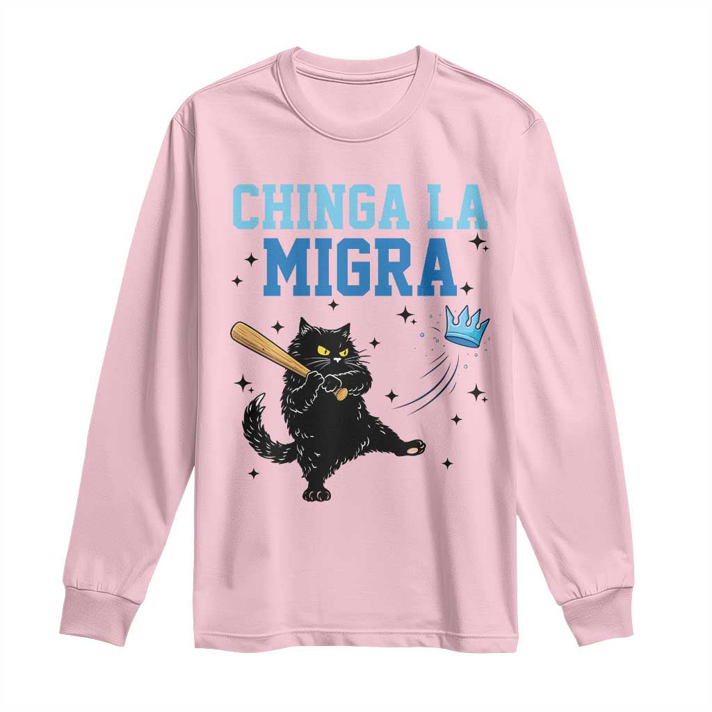 Chinga La Migra Long Sleeve Shirt Funny Protest Cat Minneapolis Support Gift TS12 Light Pink Print Your Wear