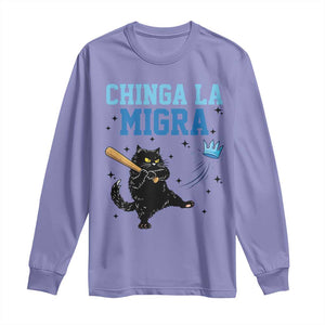 Chinga La Migra Long Sleeve Shirt Funny Protest Cat Minneapolis Support Gift TS12 Violet Print Your Wear